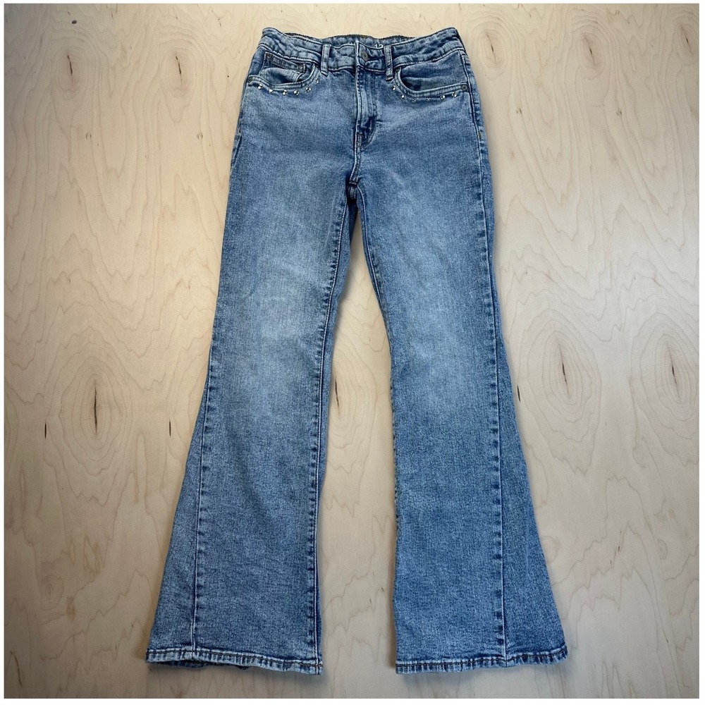 GAP Kids Light Wash 70s Flare Jeans with Studded Pockets - Size 12